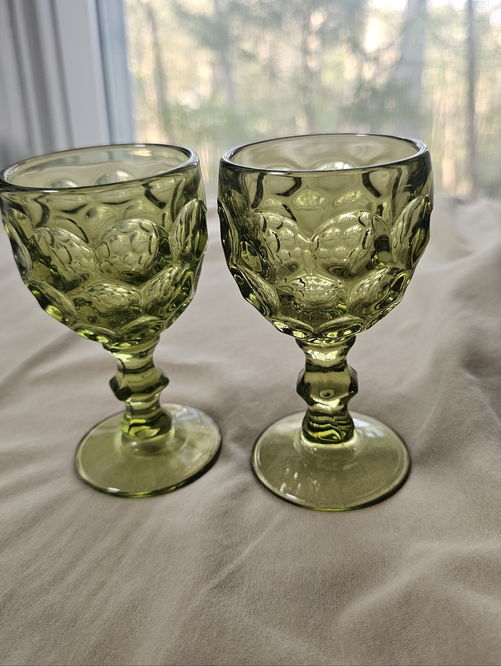 Set Of 2 Imperial Glass Provencial Green Water Goblets